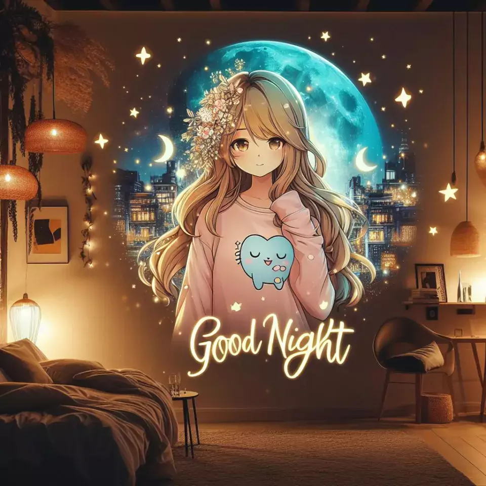 HD Good Night images star sleeping night vibes with warm sleep star girl baby flowers night ()