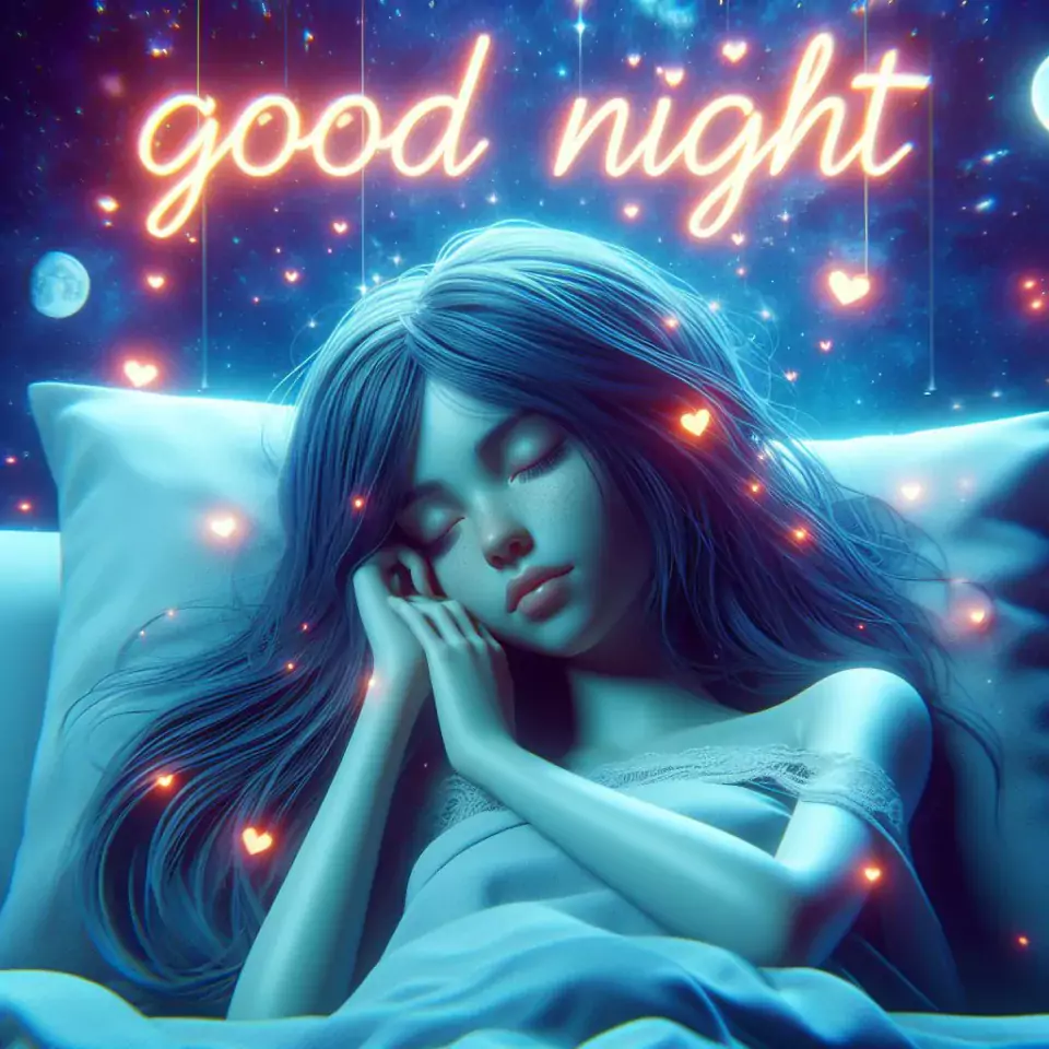 HD Good Night images star sleeping night vibes with warm sleep star girl baby flowers night ()