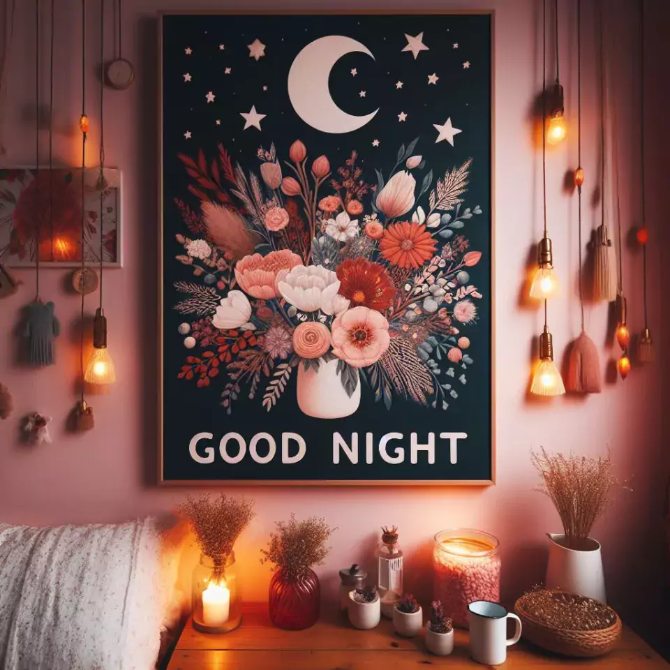 HD Good Night images star sleeping night vibes with warm sleep star girl baby flowers night ()