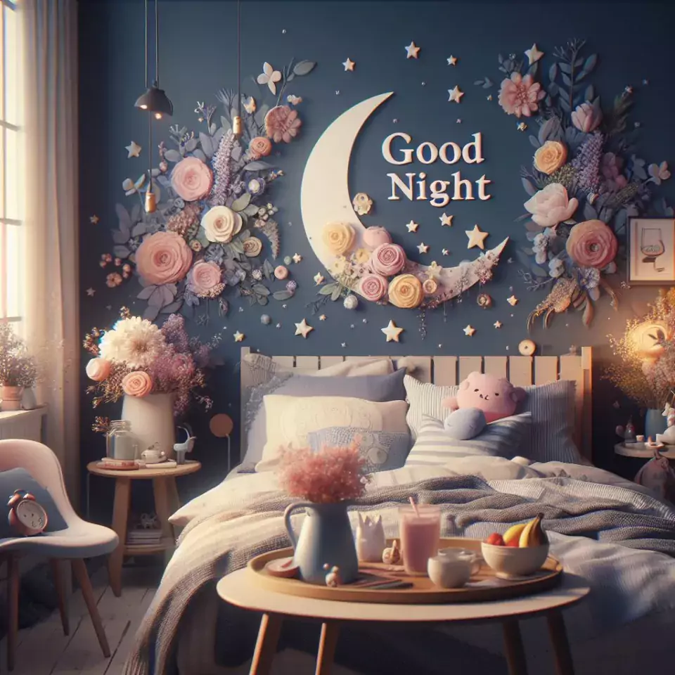 HD Good Night images star sleeping night vibes with warm sleep star girl baby flowers night ()