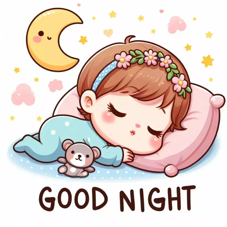 HD Good Night images star sleeping night vibes with warm sleep star girl baby flowers night ()