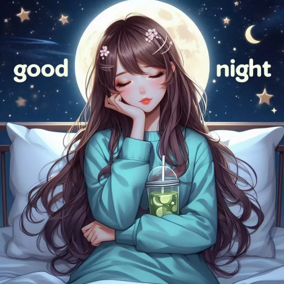 HD Good Night images star sleeping night vibes with warm sleep star girl baby flowers night ()