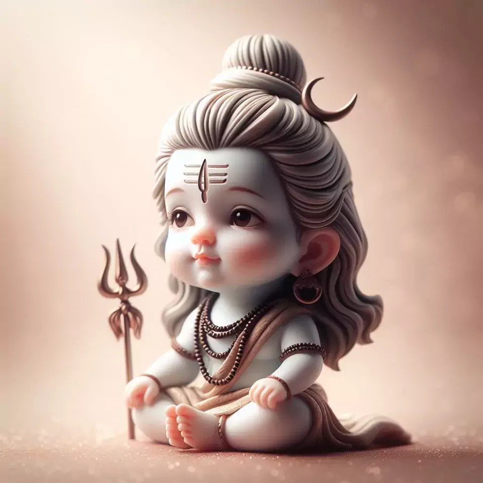 cute Baby Lord Shiva sitting picture Art created by AI technology image ()