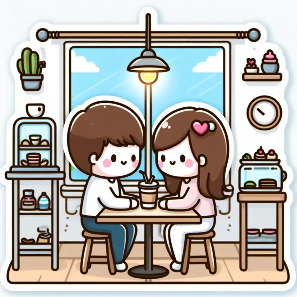 cute couple stickers with white background and kissing & hug HD printable stickers images ()