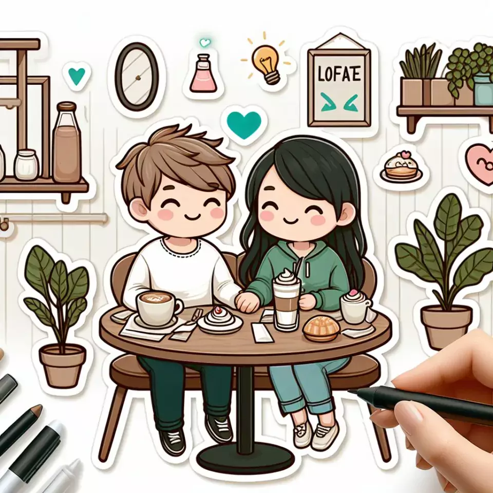 cute couple stickers with white background and kissing & hug HD printable stickers images ()