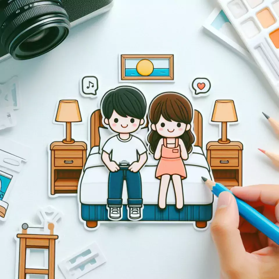 cute couple stickers with white background and kissing & hug HD printable stickers images ()