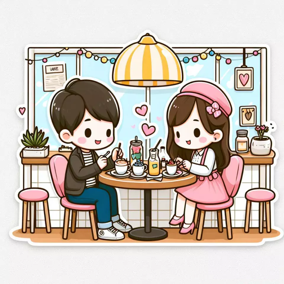 cute couple stickers with white background and kissing & hug HD printable stickers images ()