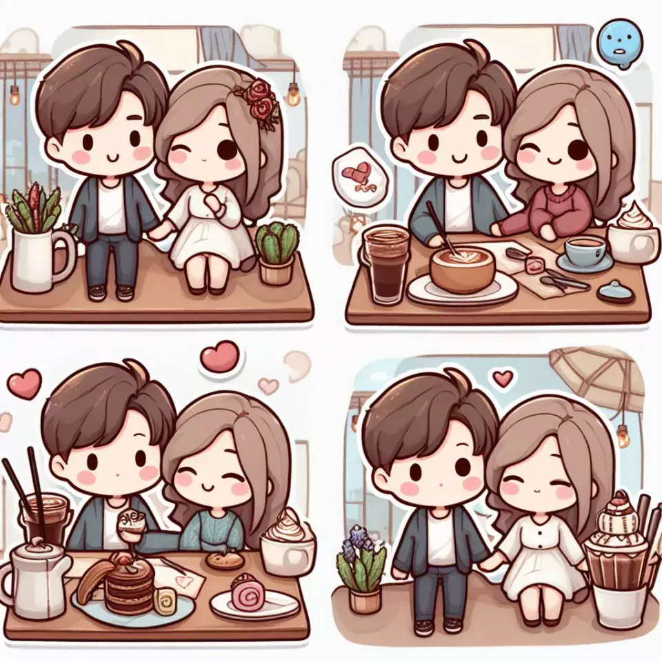 cute couple stickers with white background and kissing & hug HD printable stickers images ()