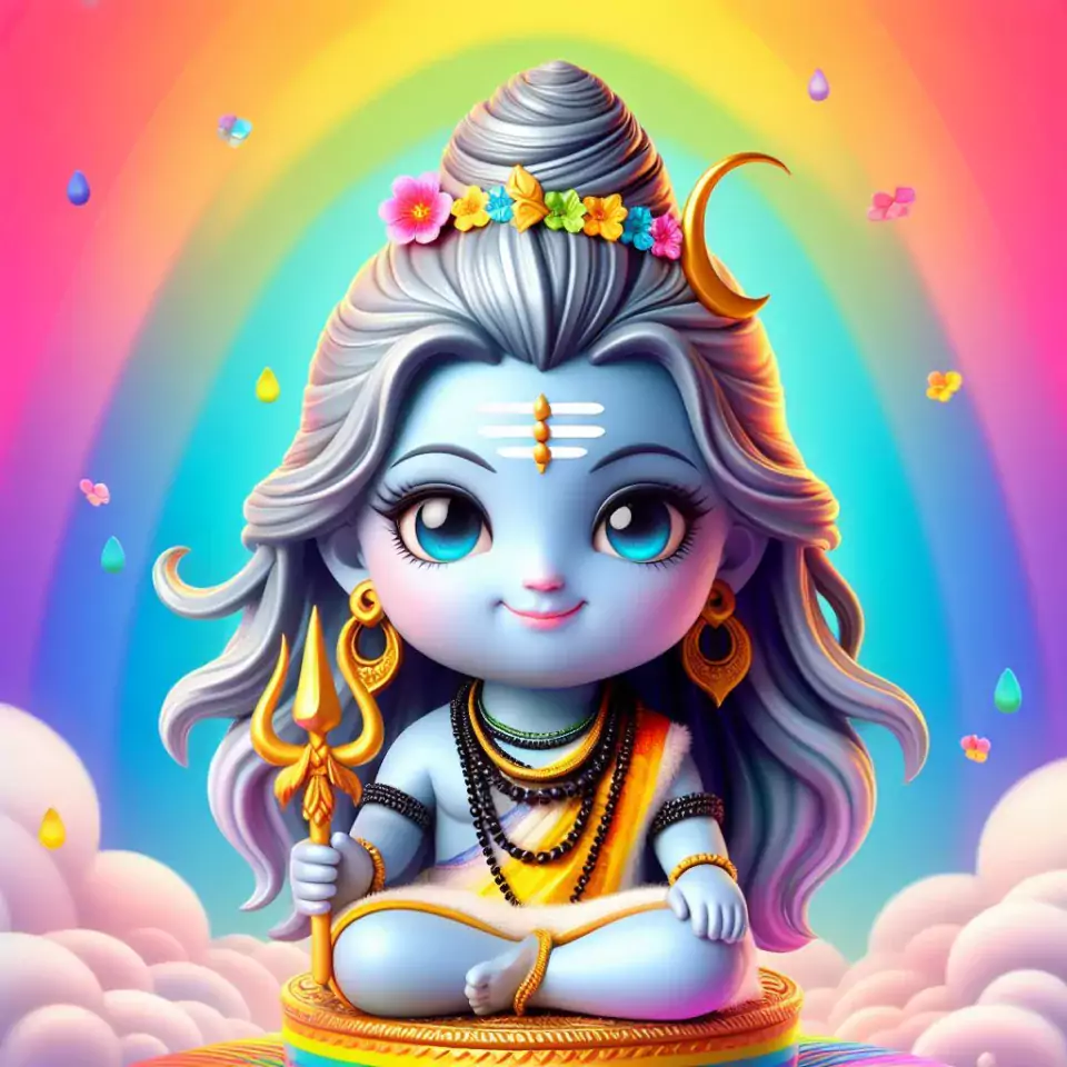 cute lord shiva isolated on white orange green red blue colourful studio background Maha Shivratri () cute shiva images