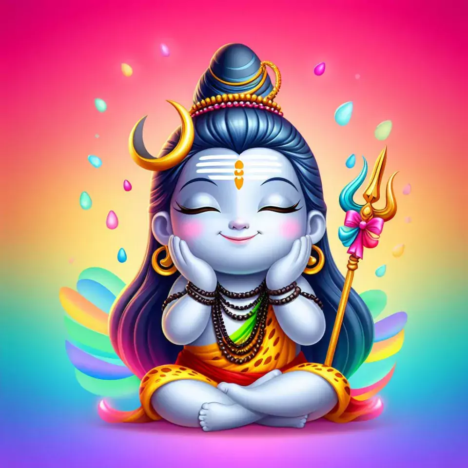 cute lord shiva isolated on white orange green red blue colourful studio background Maha Shivratri () cute shiva images