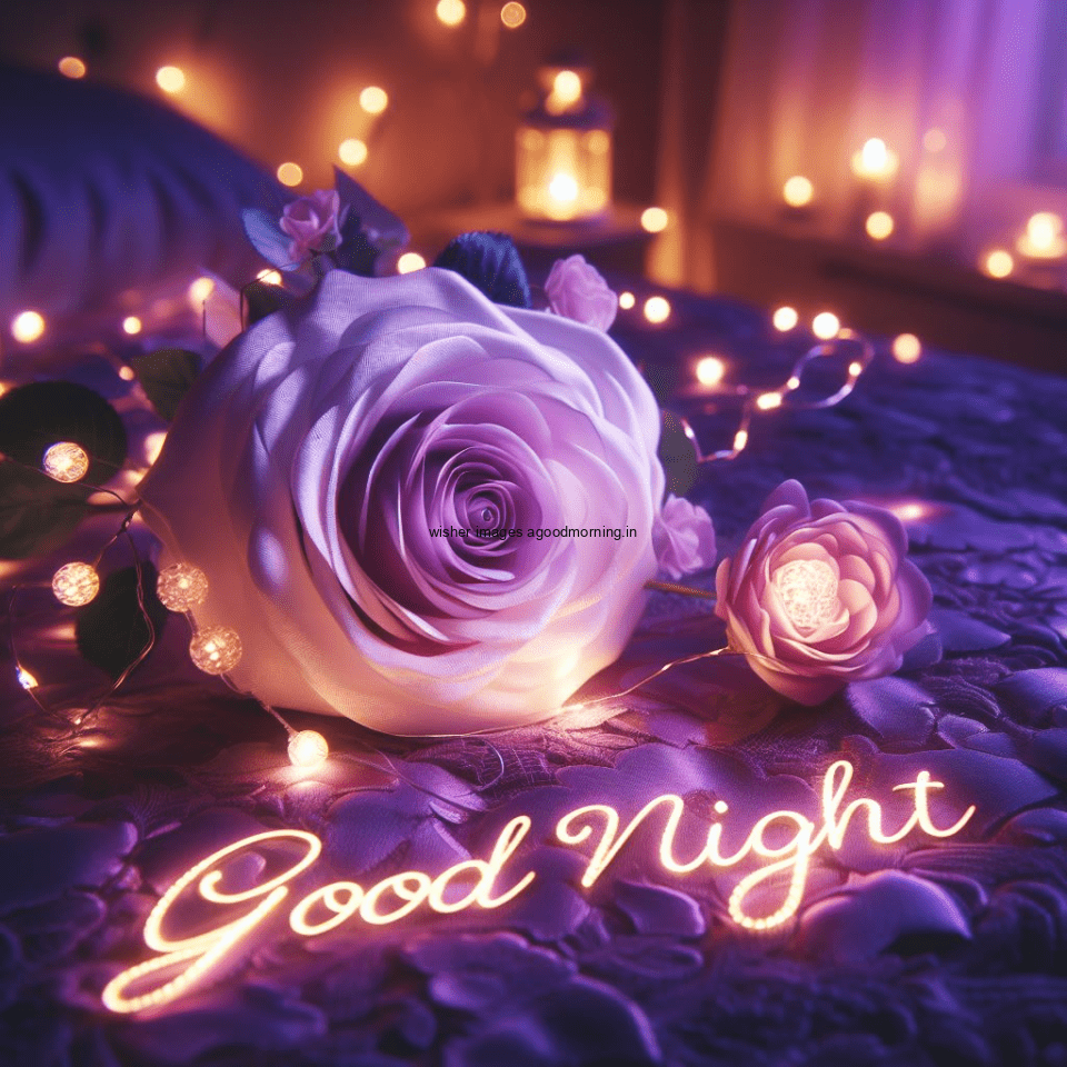 good night image amazing rose and lavender flower images with colour night stars and candles night vibes ()