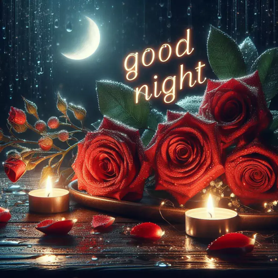 good night image amazing rose and lavender flower images with colour night stars and candles night vibes ()