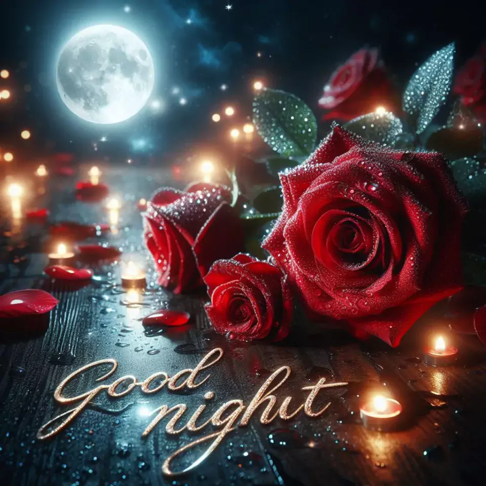 good night image amazing rose and lavender flower images with colour night stars and candles night vibes ()