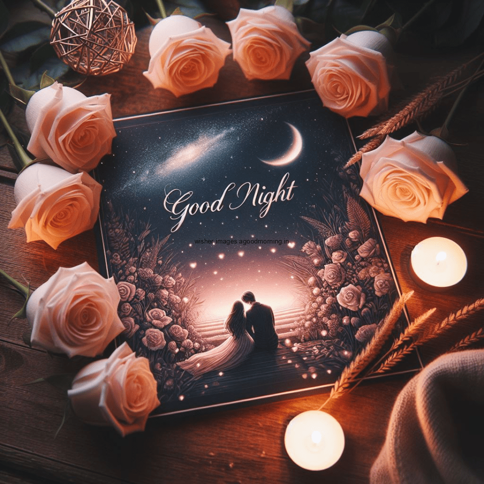 good night image amazing rose and lavender flower images with colour night stars and candles night vibes ()