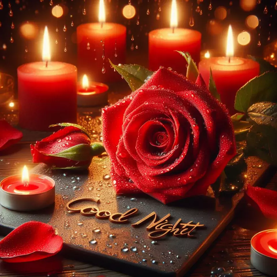 good night image amazing rose and lavender flower images with colour night stars and candles night vibes ()