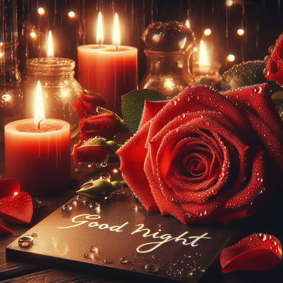 good night image amazing rose and lavender flower images with colour night stars and candles night vibes ()