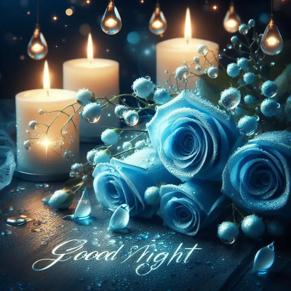 good night image amazing rose and lavender flower images with colour night stars and candles night vibes ()