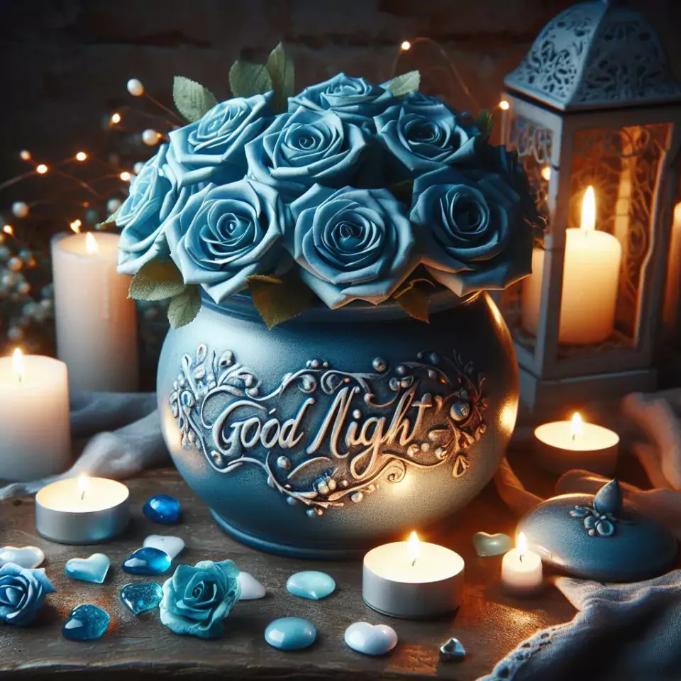 good night image amazing rose and lavender flower images with colour night stars and candles night vibes ()