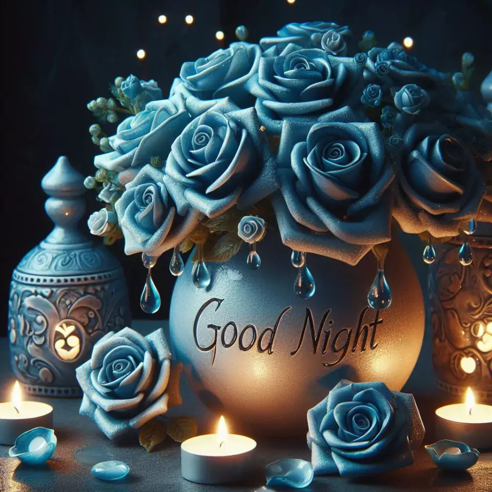 good night image amazing rose and lavender flower images with colour night stars and candles night vibes ()