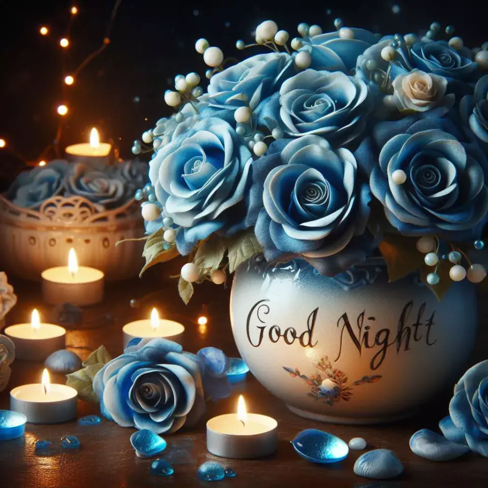 good night image amazing rose and lavender flower images with colour night stars and candles night vibes ()