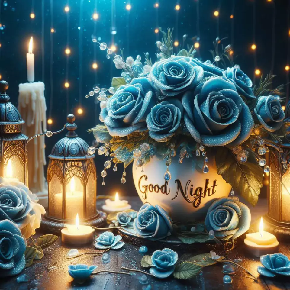 good night image amazing rose and lavender flower images with colour night stars and candles night vibes ()