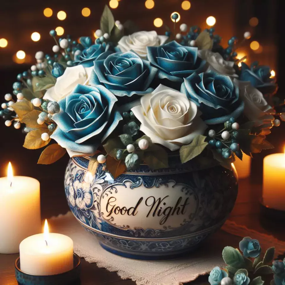 good night image amazing rose and lavender flower images with colour night stars and candles night vibes ()