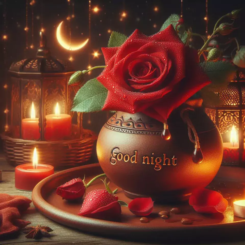 good night image amazing rose and lavender flower images with colour night stars and candles night vibes ()