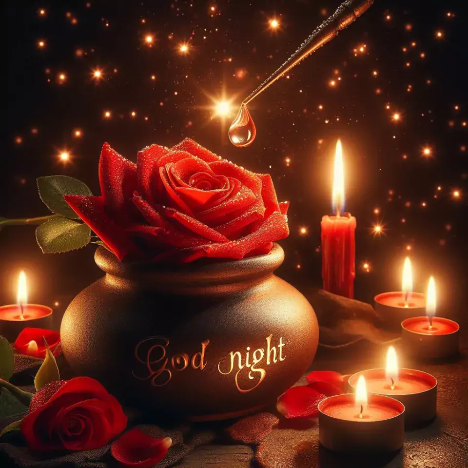 good night image amazing rose and lavender flower images with colour night stars and candles night vibes ()