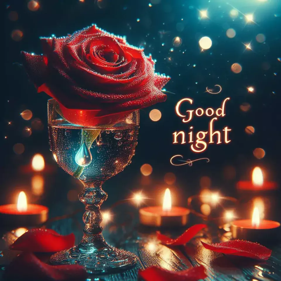 good night image amazing rose and lavender flower images with colour night stars and candles night vibes ()