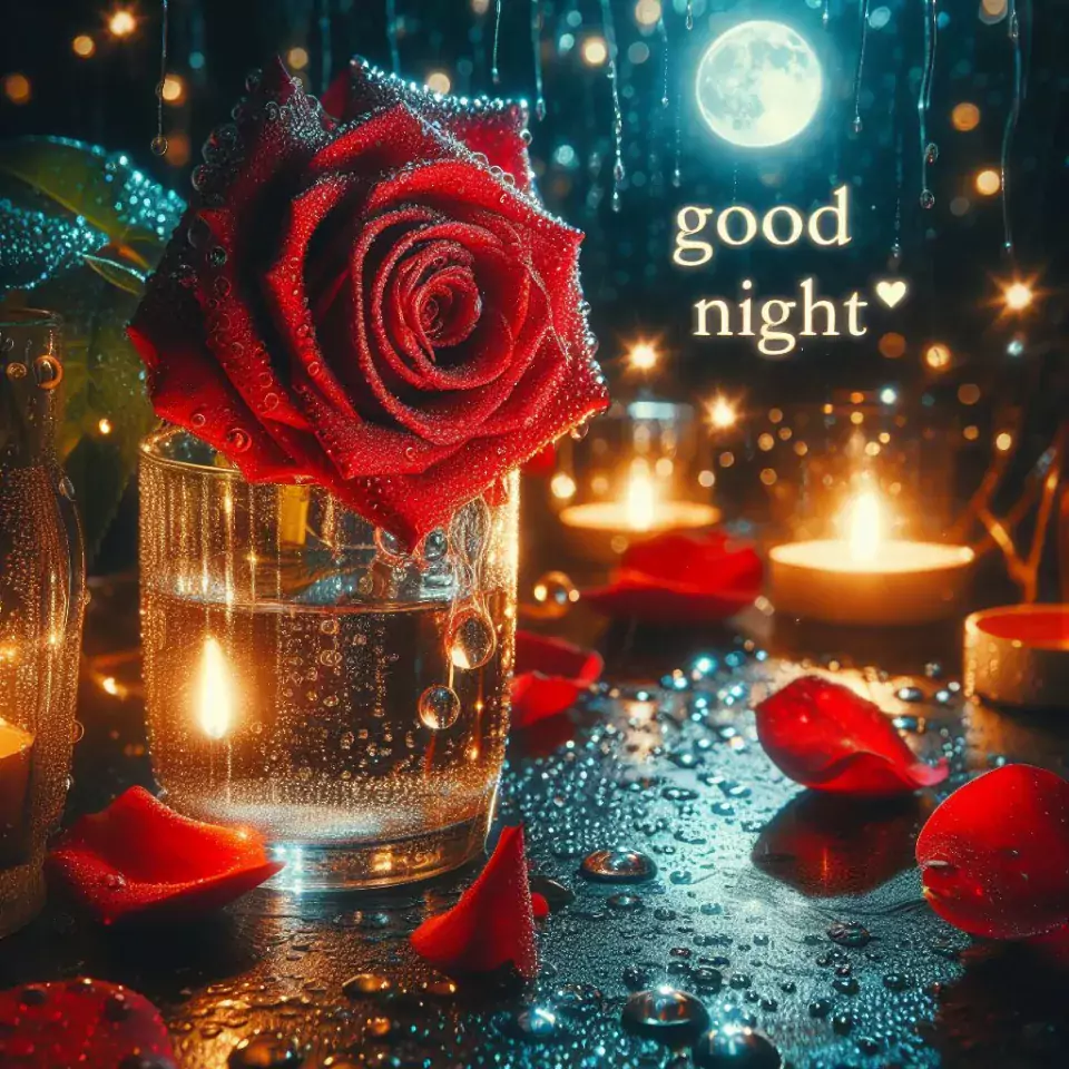 good night image amazing rose and lavender flower images with colour night stars and candles night vibes ()