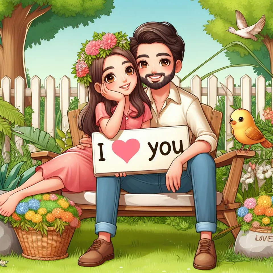 i love you images with beautiful background couple love lovly couple garden ()