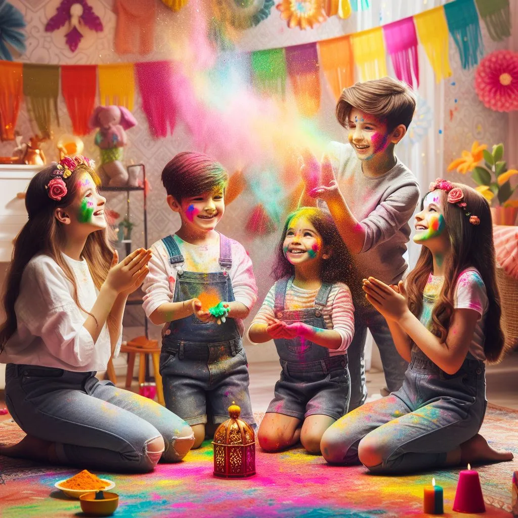 Happy holi images with colour vibes with boys shiv plating the holi ()