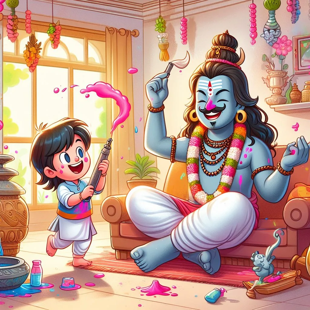 Happy holi images with colour vibes with boys shiv plating the holi ()