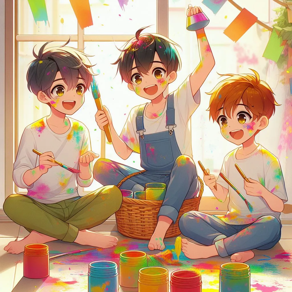 Happy holi images with colour vibes with boys shiv plating the holi ()