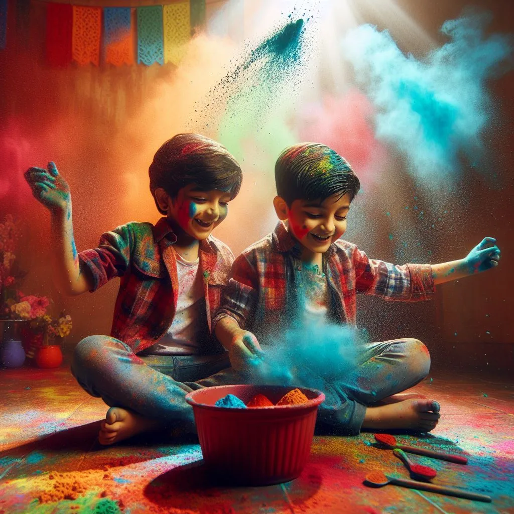 Happy holi images with colour vibes with boys shiv plating the holi ()