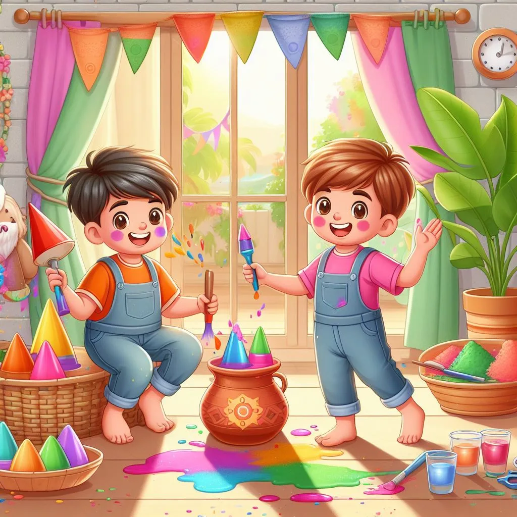 Happy holi images with colour vibes with boys shiv plating the holi ()