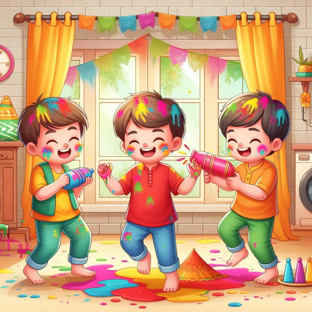 Happy holi images with colour vibes with boys shiv plating the holi ()