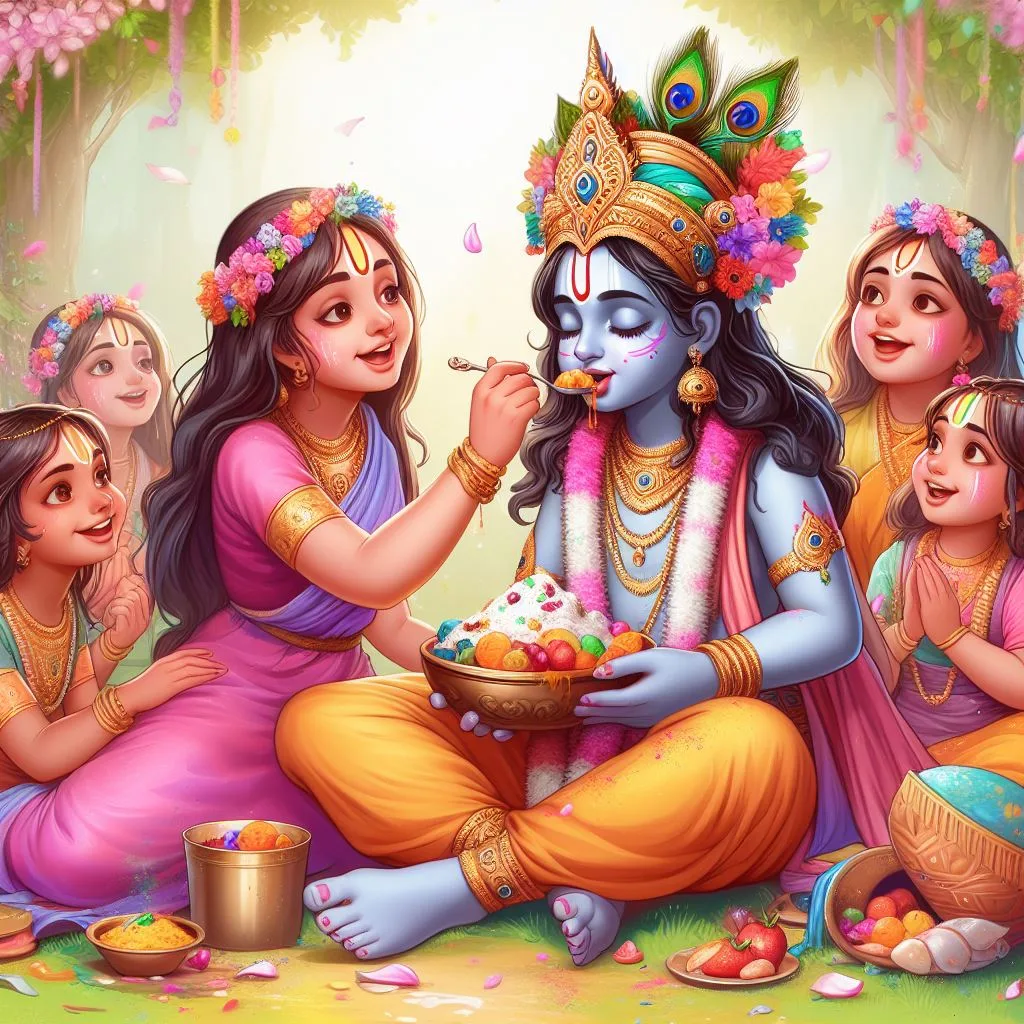 Happy holi images with colourful vibes with boy krishan boy cartoon images ()