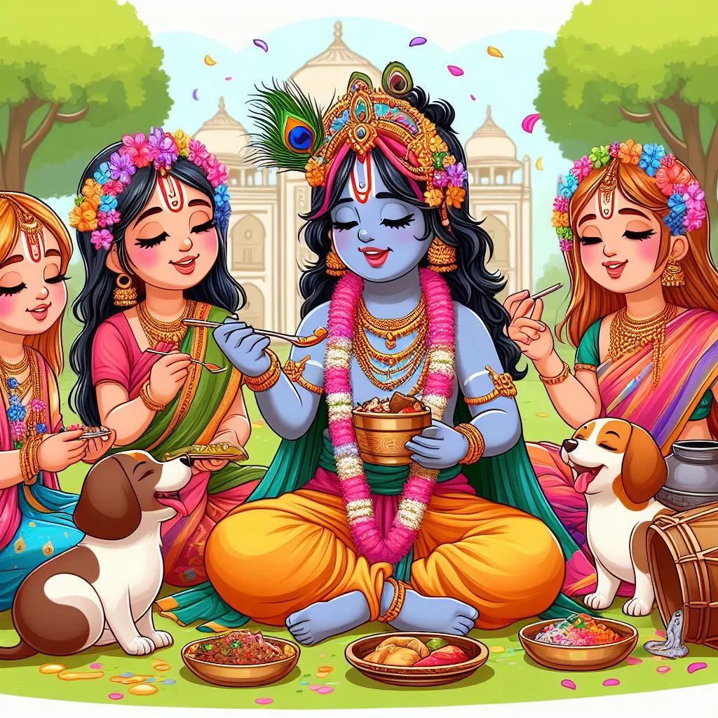 Happy holi images with colourful vibes with boy krishan boy cartoon images ()