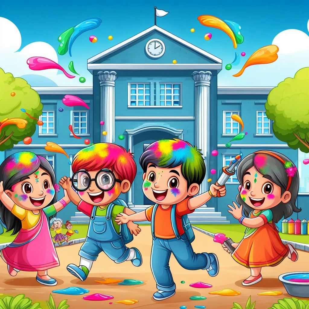 Happy holi images with colourful vibes with boy krishan boy cartoon images ()