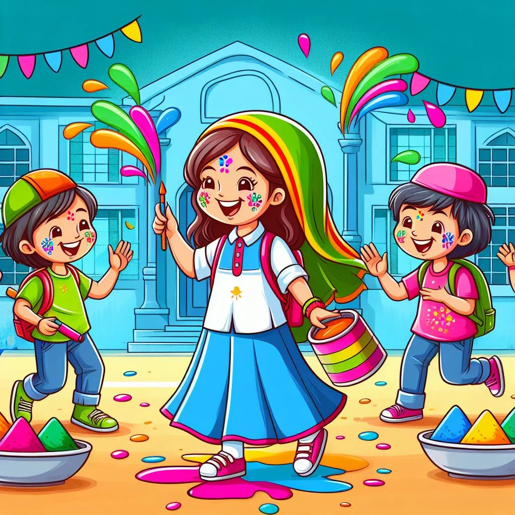 Happy holi images with colourful vibes with boy krishan boy cartoon images ()