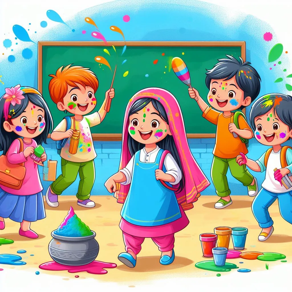 Happy holi images with colourful vibes with boy krishan boy cartoon images ()