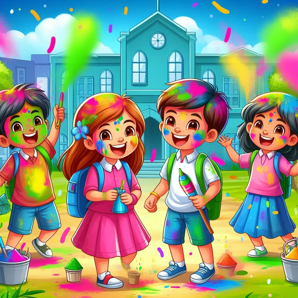 Happy holi images with colourful vibes with boy krishan boy cartoon images ()