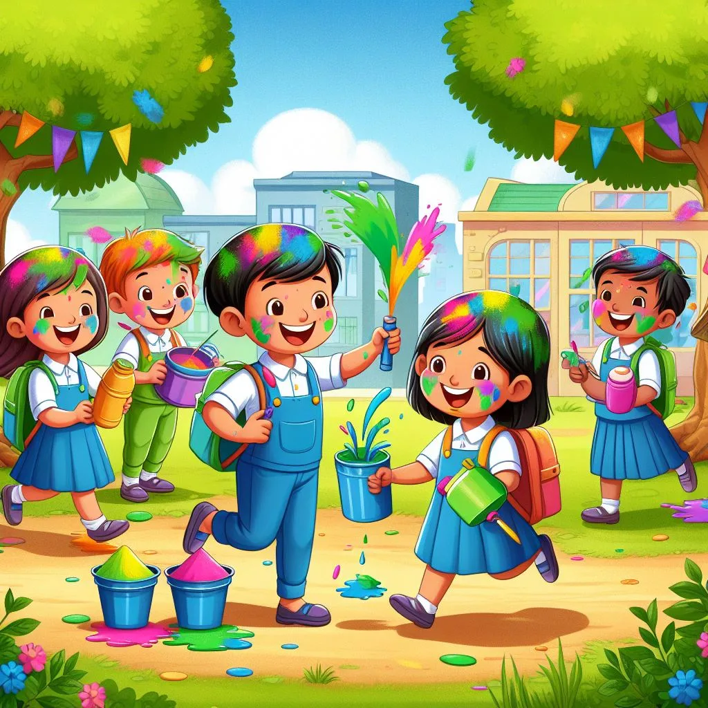 Happy holi images with colourful vibes with boy krishan boy cartoon images ()