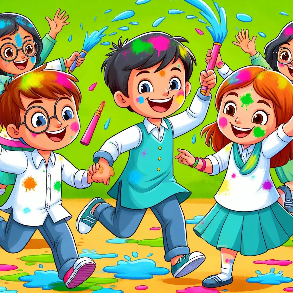 Happy holi images with colourful vibes with boy krishan boy cartoon images ()