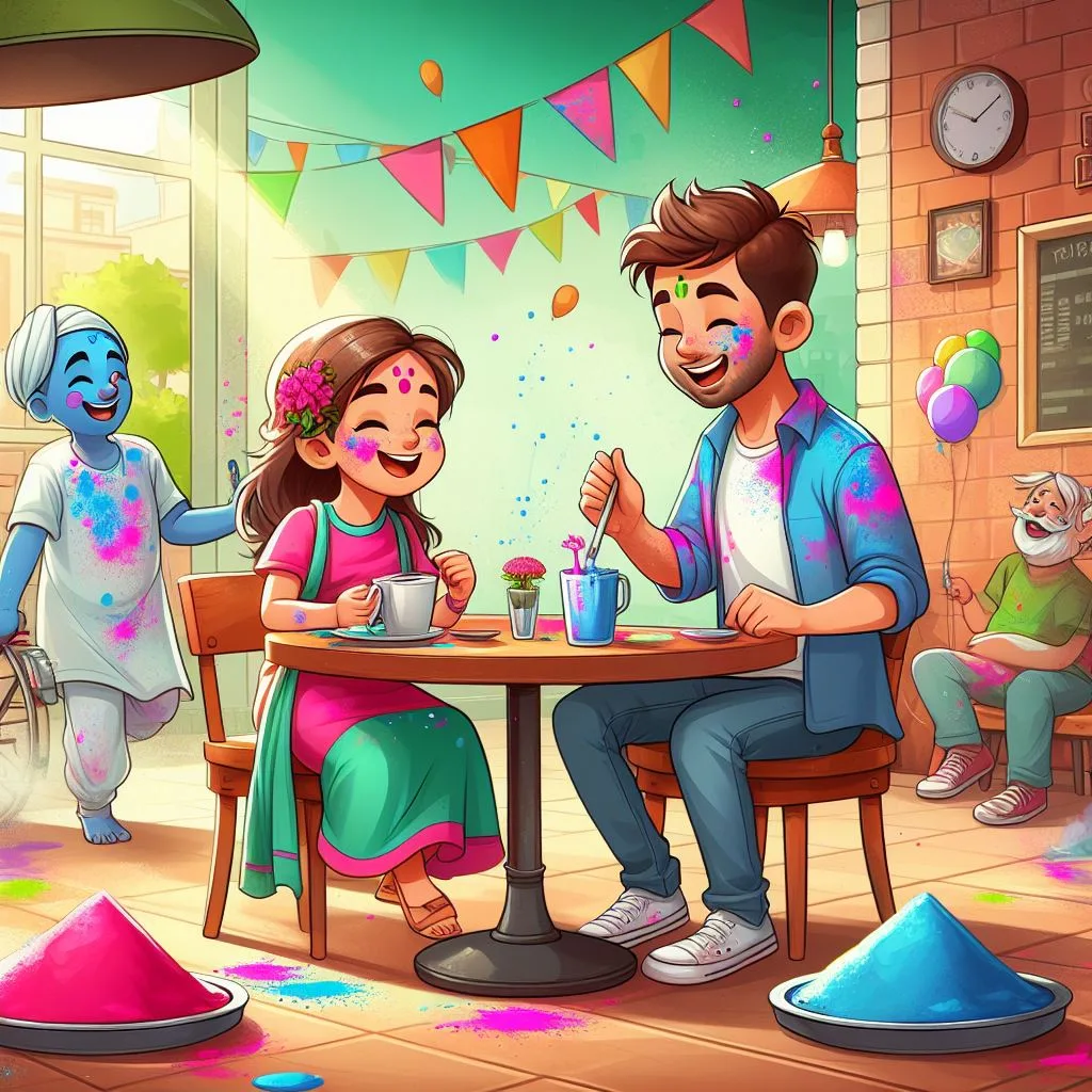 Happy holi images with colourful vibes with boy krishan boy cartoon images ()