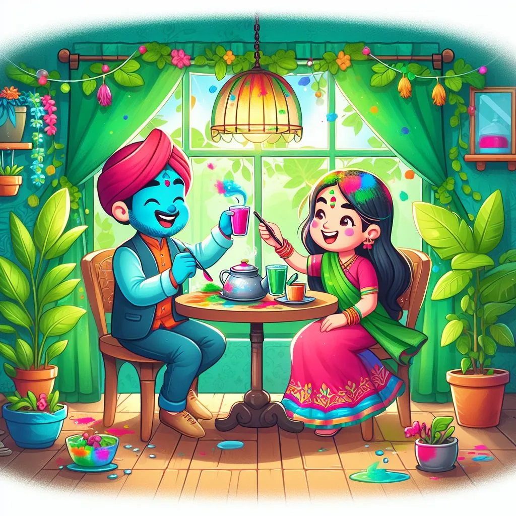 Happy holi images with colourful vibes with boy krishan boy cartoon images ()