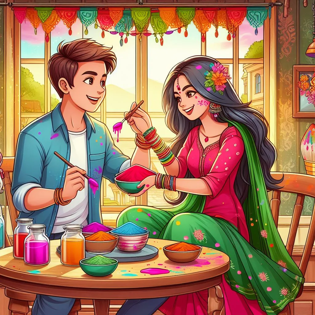 Happy holi images with colourful vibes with boy krishan boy cartoon images ()