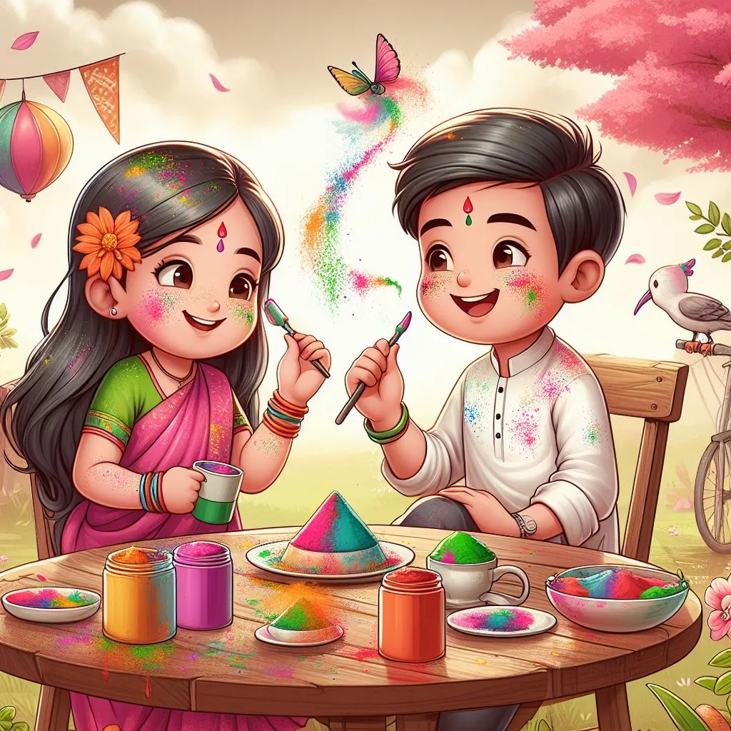 Happy holi images with colourful vibes with boy krishan boy cartoon images ()