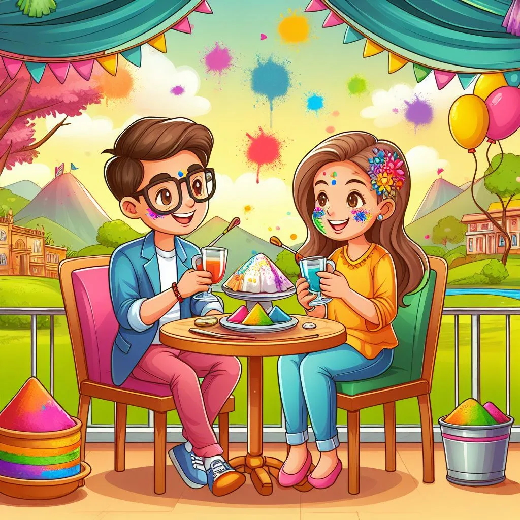 Happy holi images with colourful vibes with boy krishan boy cartoon images ()